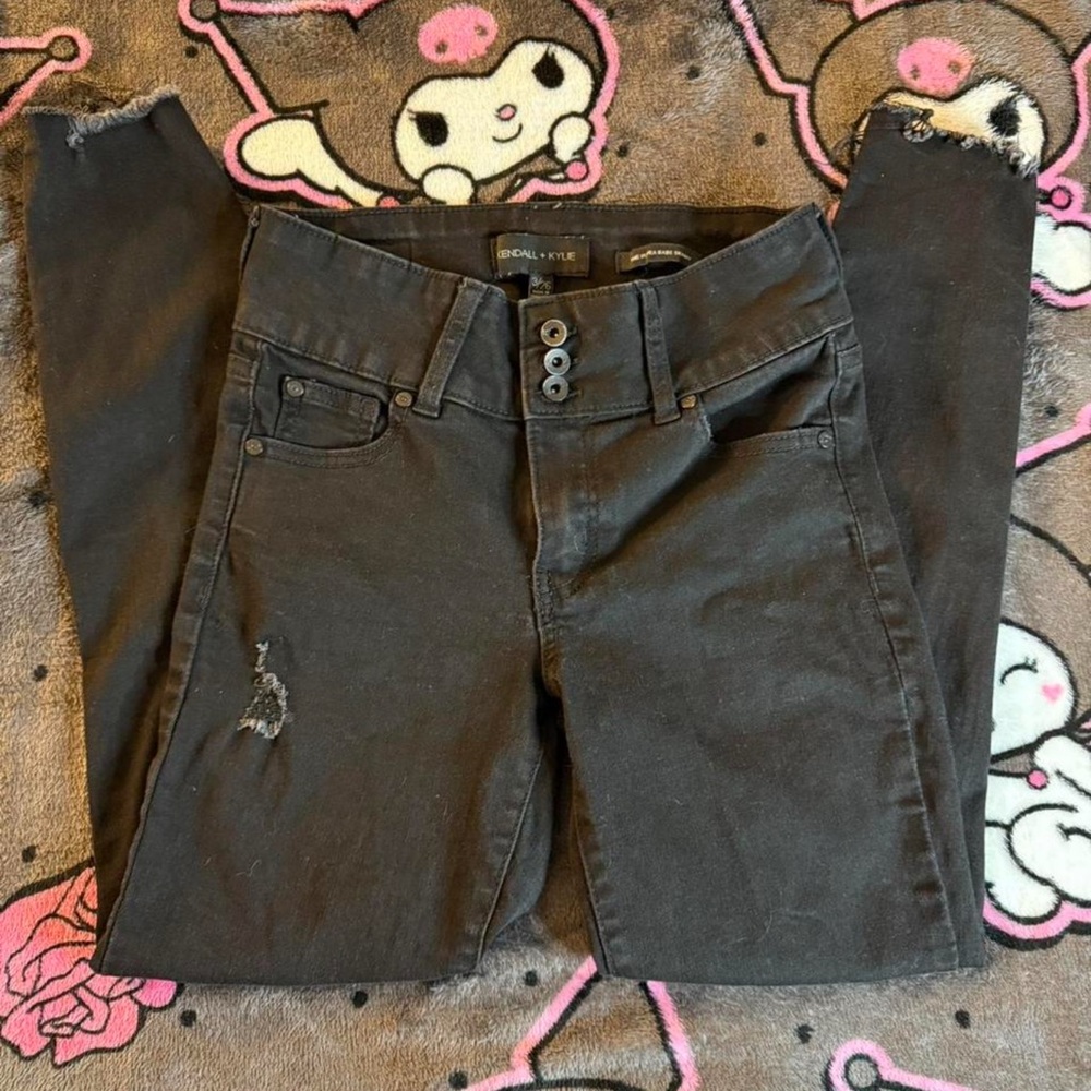 Kendall & Kylie Charcoal Buttoned Pants